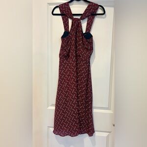 Banana Republic Red Geometric Tie-Back Midi Dress